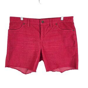 Womens Carve Designs Red Corduroy Shorts Organic Cotton Blend Frayed Hem Size 10